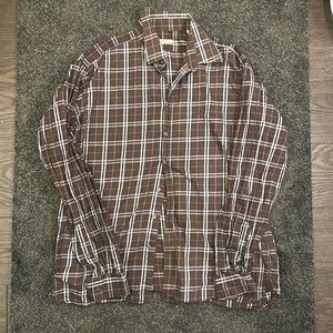 Vintage Burberry Brown Blue Plaid Shirts With Buttons